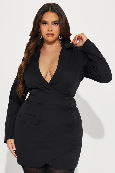 Akaira Blazer Dress - Black, Fashion Nova, Dresses