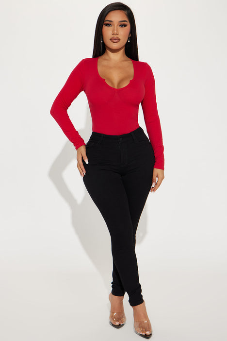 Bailey Long Sleeve Bodysuit - Red