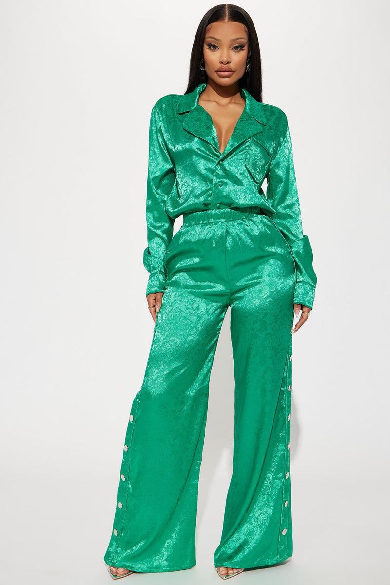 Sweet Bliss Satin Pant Set - Green | Fashion Nova, Matching Sets ...