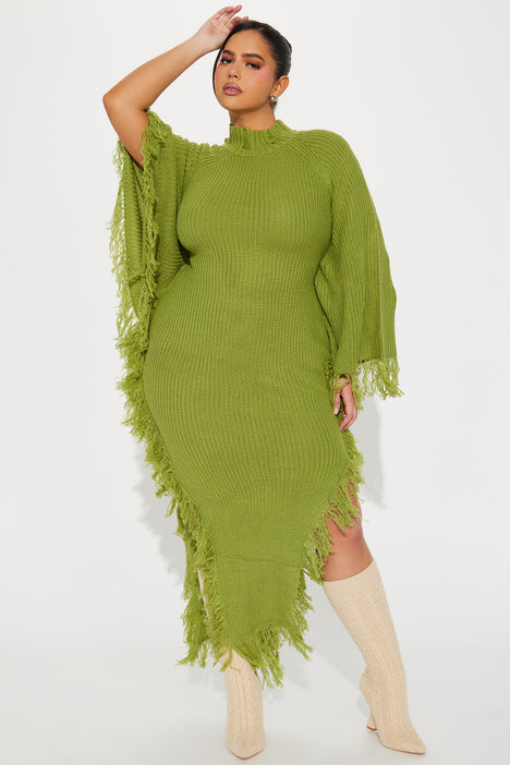 Venae Sweater Maxi Dress - Chartreuse
