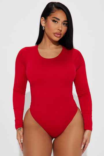 Red Long Sleeve Bodysuits for Women