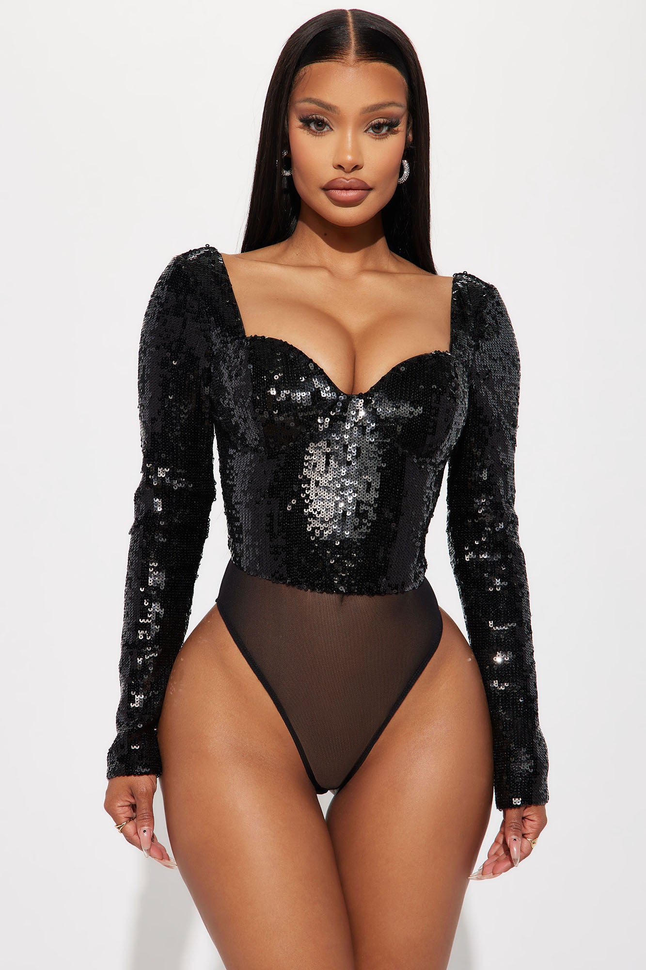 Find What You're Sequin Bodysuit - Black