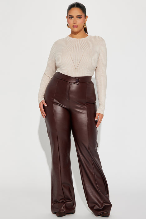 A New Day High-Rise Faux Leather Dress Pants Size 10 Dusty fig tan