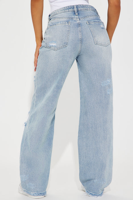 Tall Only Angel Crossover Straight Leg Jeans - Medium Blue Wash