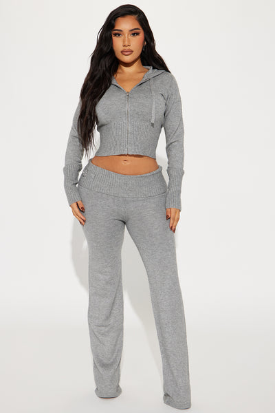 Womens Sweater Sweetie Pant Set in Heather Grey Size Medium by Fashion Nova