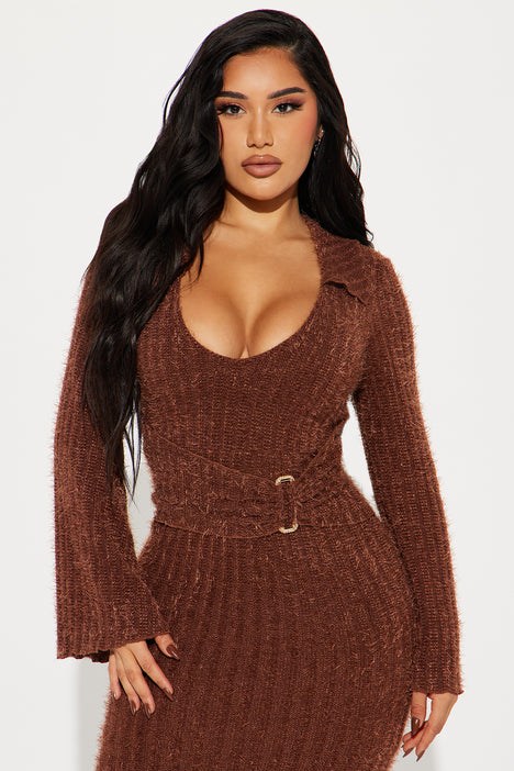 Arie Sweater Mini Dress - Burgundy