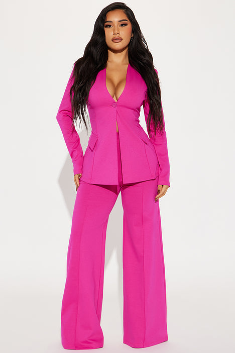 Women Solid Blazer and Pants Two-piece Set - The Little Connection