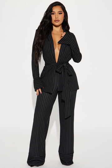 Believe It Blazer Pant Set - Black, Fashion Nova, Matching Sets