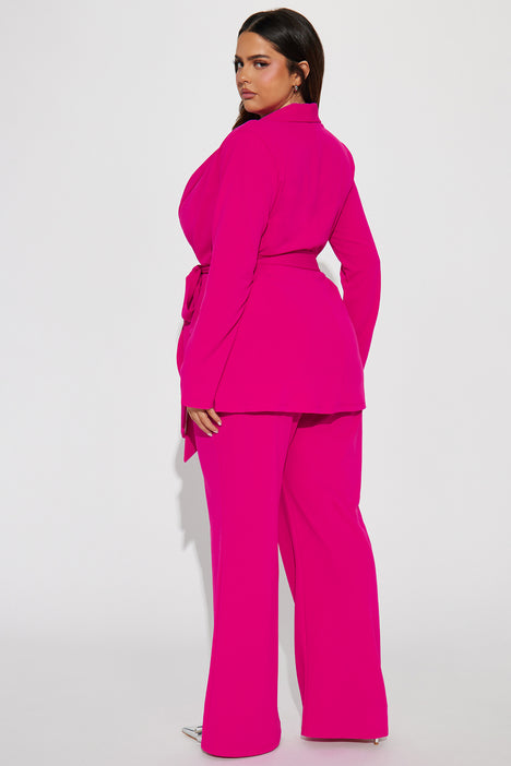 Light Pink Blazer Trouser Suit Set for Women, Pink Pantsuit With Oversized  Blazer and Wide Leg Pants, Light Pink Women's Business Suit 