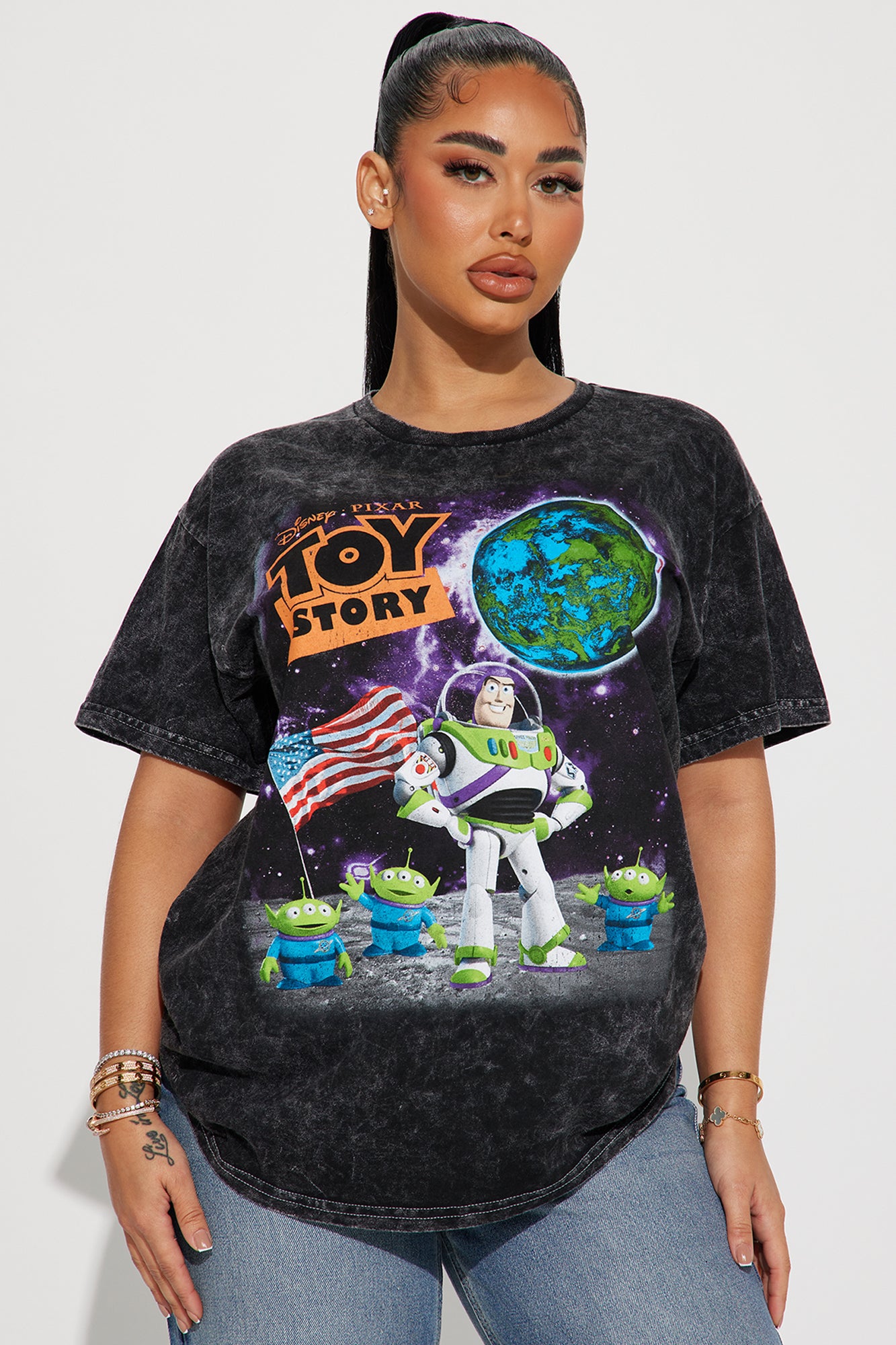 Buzz Lightyear Toy Story Graphic Tee - Black Wash | Fashion Nova