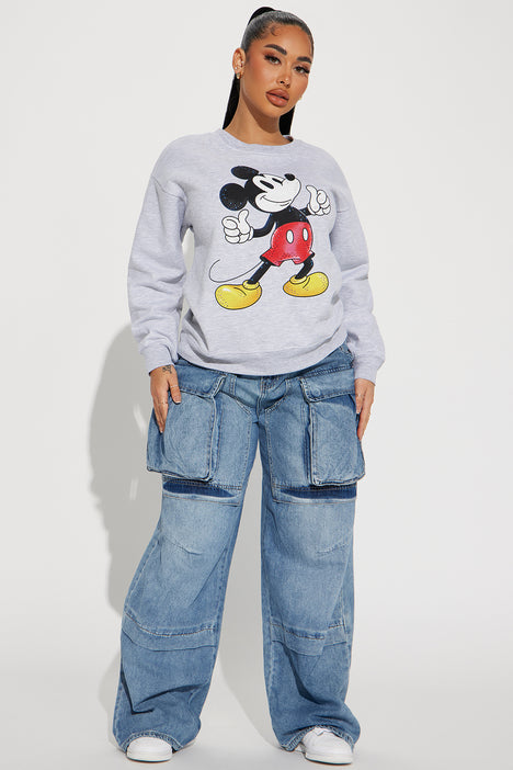 Mickey Mouse Rhinestone Sweatshirt - Heather Grey
