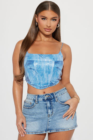 On The Town Satin Corset Top - Silver