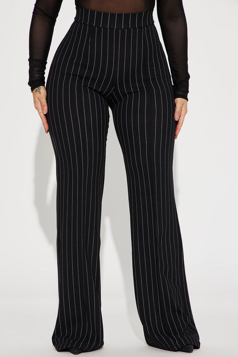 Victoria High Waisted Striped Dress Pant - Black/White, Fashion Nova, Pants