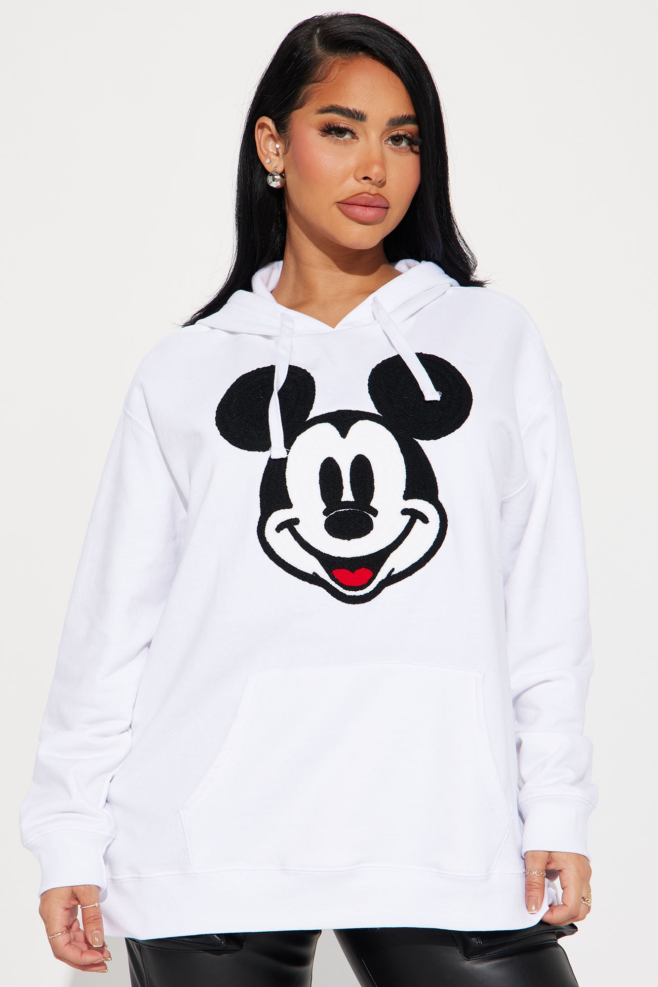 Mickey Mouse Crochet Patch Hoodie - White