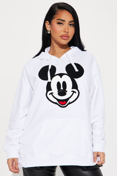 Disney Womens Plus Size Mickey Mouse Sweatshirt Fleece Pullover (Cream, 1X)  at  Women's Clothing store