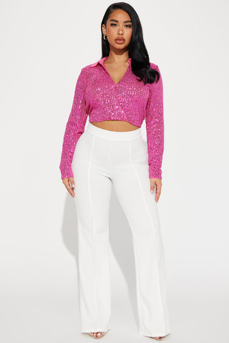 Scarlett Sequin Top - Hot Pink, Fashion Nova, Knit Tops