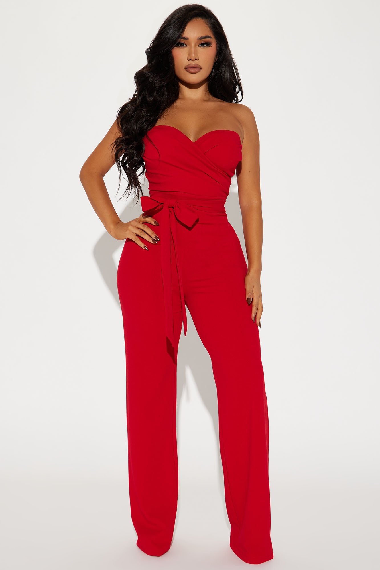 Fashion Nova Women's Red Ready To Ruffle Jumpsuit Size M
