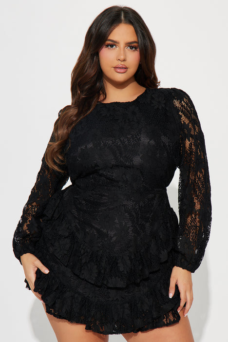 Mollie Lace Mini Dress - Black, Fashion Nova, Dresses