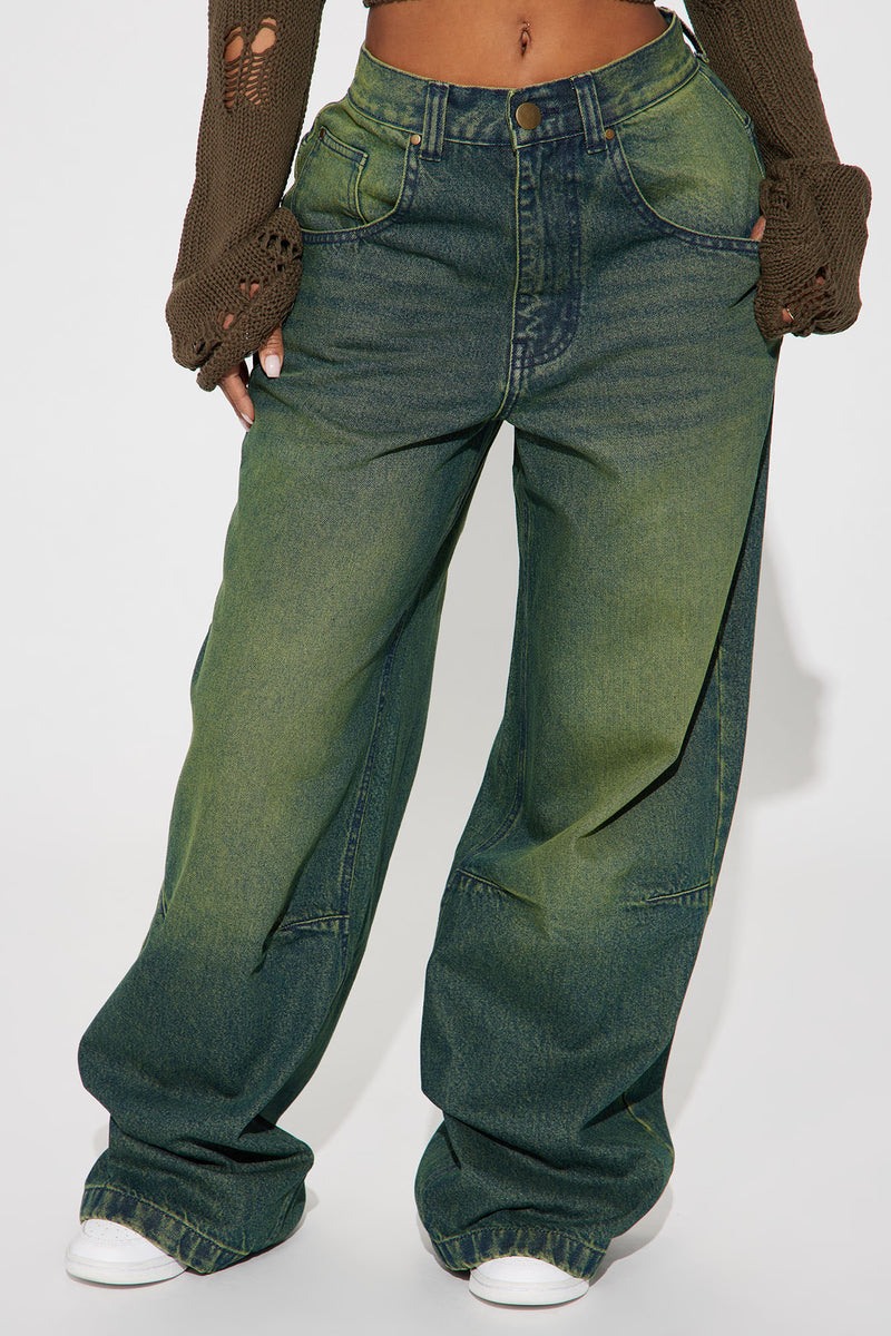 Kennie Tinted Baggy Jeans - Green | Fashion Nova, Jeans | Fashion Nova