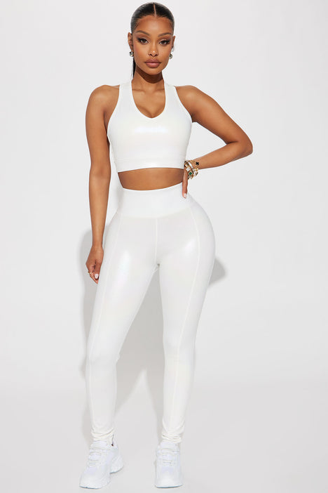 Womens After Cardio Ribbed Active Leggings In Power Flex in White Size  Medium by Fashion Nova