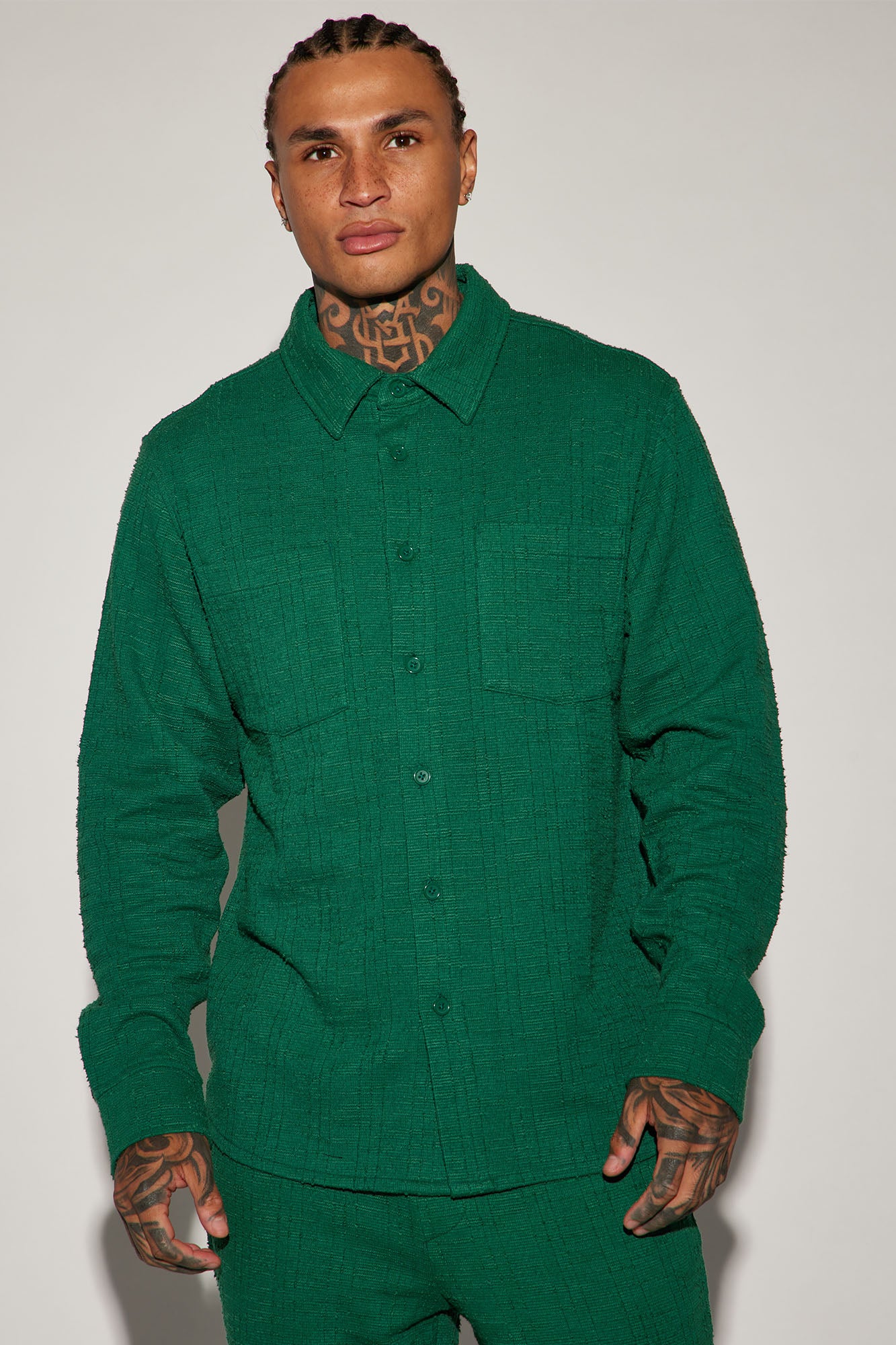 green button up shirt