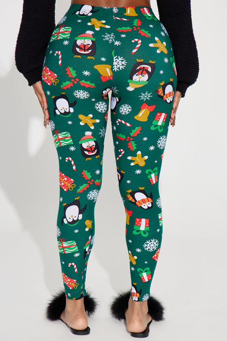 Womens Printed Holiday Leggings Black White Reindeer One Size WHITE MARK -  NWT | eBay