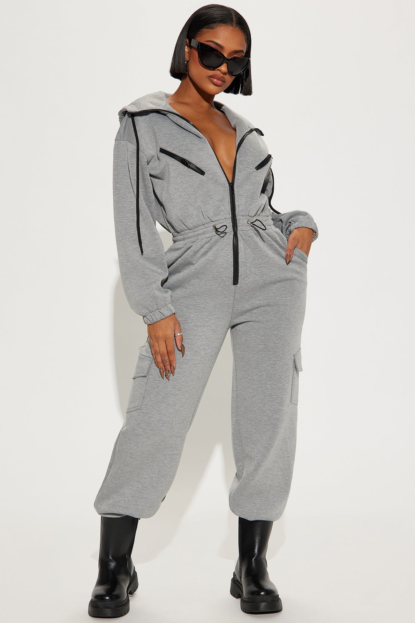 Time To Lounge Jumpsuit - Heather Grey