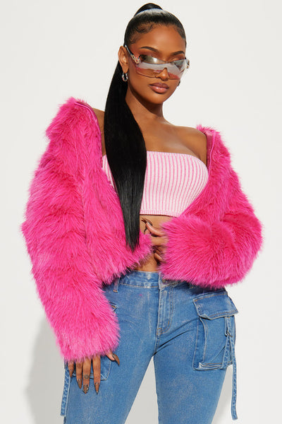 Luxe Life Faux Fur Coat - Hot Pink, Fashion Nova, Jackets & Coats