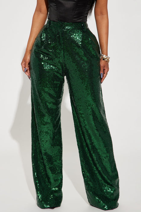 Buy Green Sequin Wide Leg Trousers from Next Luxembourg