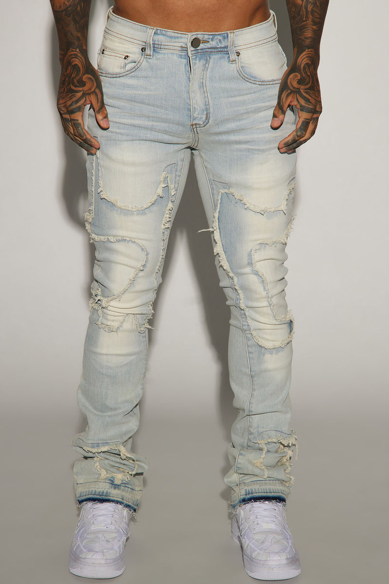 Coming Sideways Fray Stacked Skinny Flare Jeans - Light Wash | Fashion ...