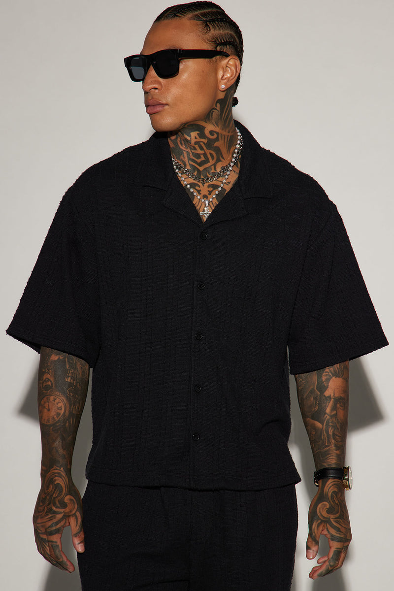 Jordan Textured Button Up Shirt - Black | Fashion Nova, Mens Shirts ...