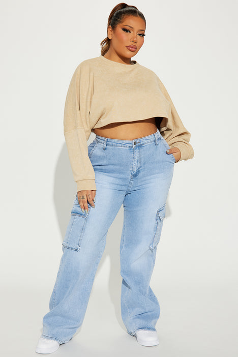 Somehow Somewhere Non Stretch Cargo Straight Leg Jeans - Acid Wash Grey, Fashion Nova, Jeans