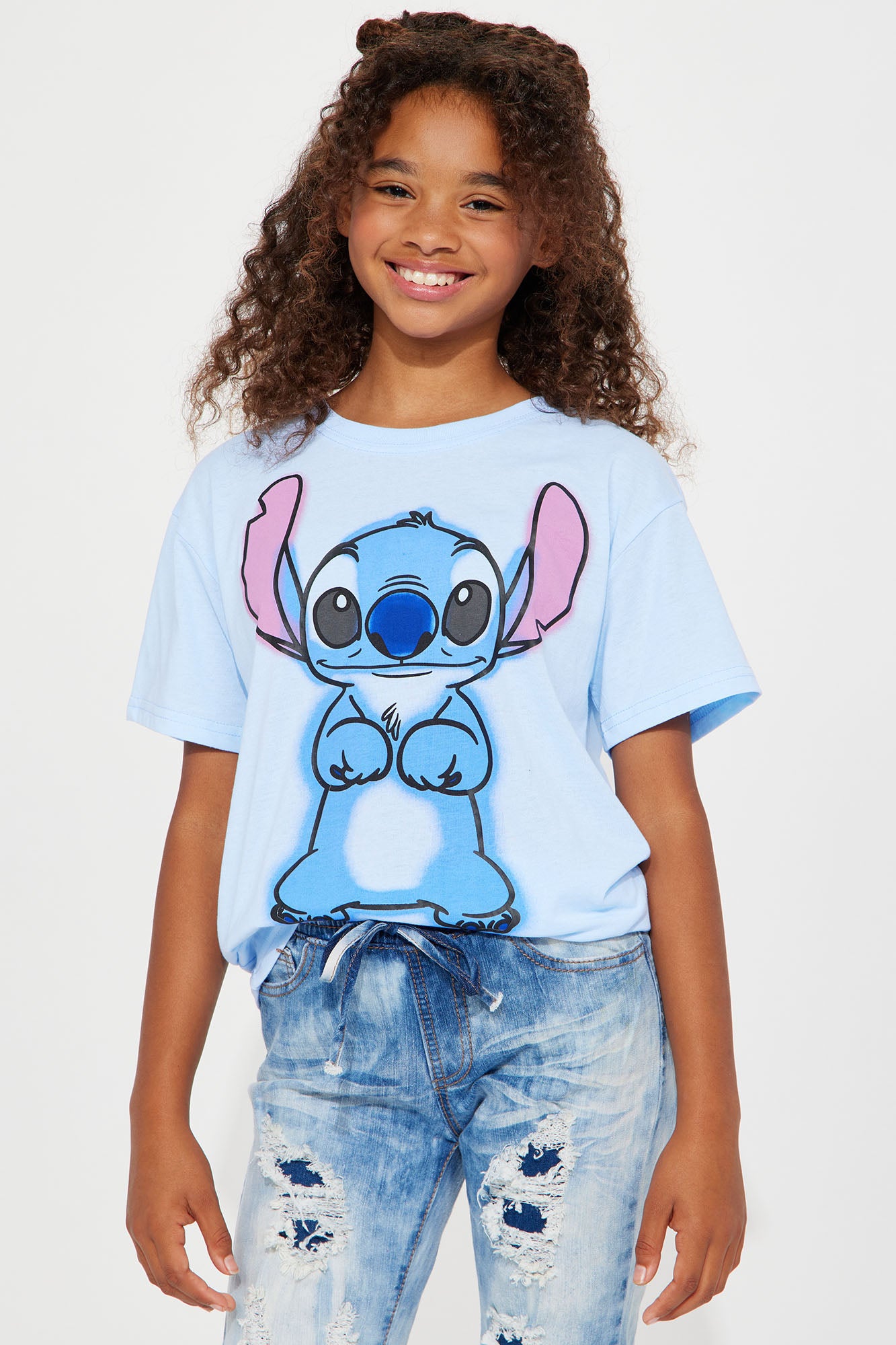 Kids' Mini Disney's Stitch Graphic Tshirt in Blue Size 4/5 by Fashion Nova