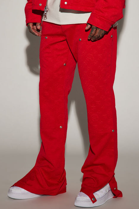 On The Radar Flared Sweatpants - Red