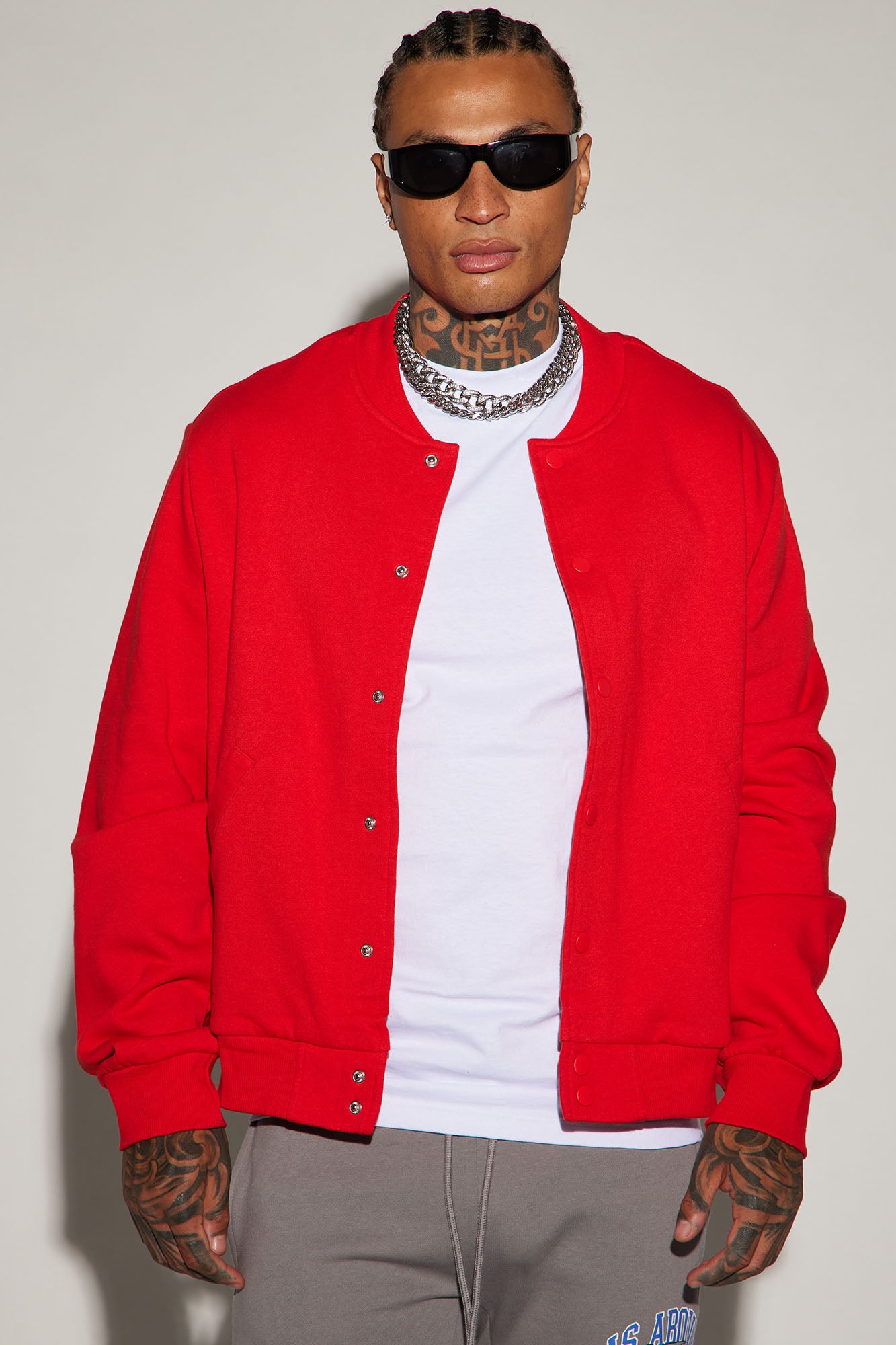 HUGO Velvet Bomber Jacket In An Oversized Fit in Red for Men | Lyst