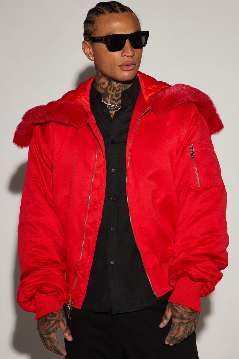 Overdrive Hooded Bomber Jacket - Red | Fashion Nova, Mens Jackets ...