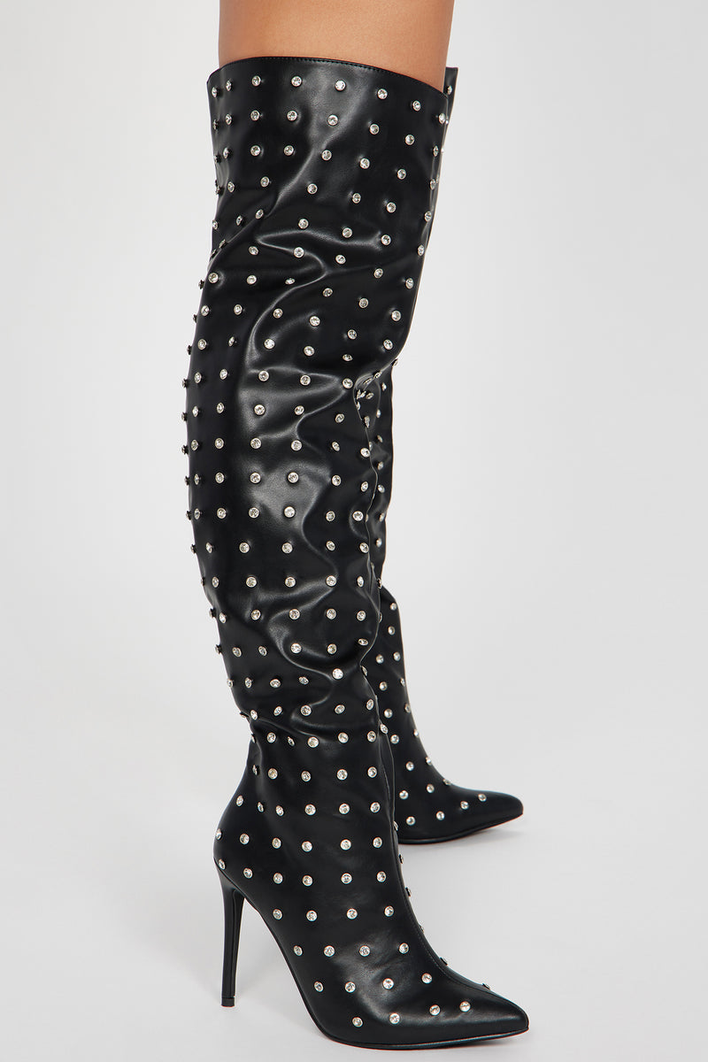 Let's Mingle Over The Knee Heeled Boots - Black | Fashion Nova, Shoes ...