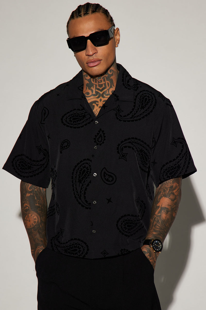 Paisley Button Up Shirt - Black | Fashion Nova, Mens Shirts | Fashion Nova