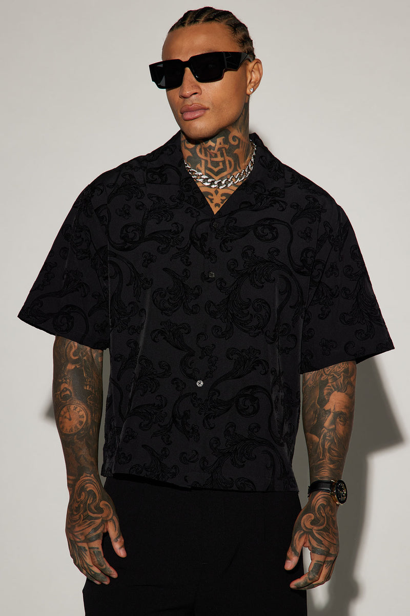 Fancy Filigree Button Up Shirt - Black | Fashion Nova, Mens Shirts ...