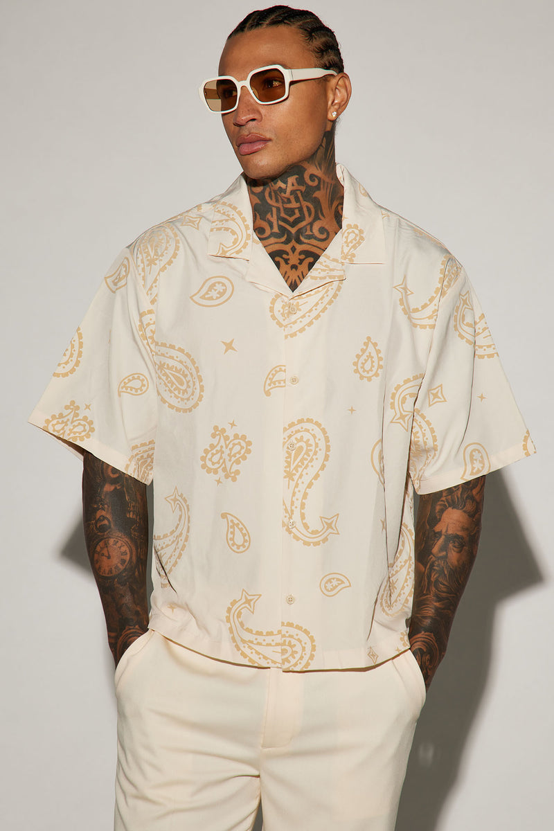 Paisley Button Up Shirt - Cream | Fashion Nova, Mens Shirts | Fashion Nova