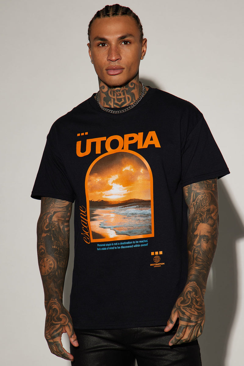 Utopia Sunset Short Sleeve Tee - Black | Fashion Nova, Mens Graphic ...