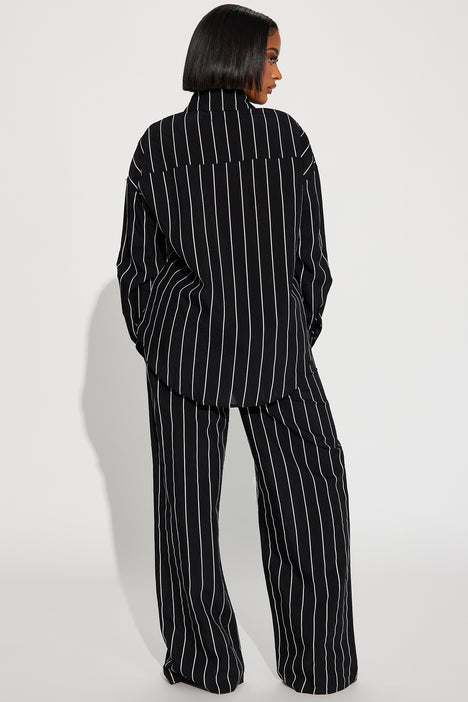 Don't Tempt Me Striped Pant Set - Black/White, Fashion Nova, Matching Sets