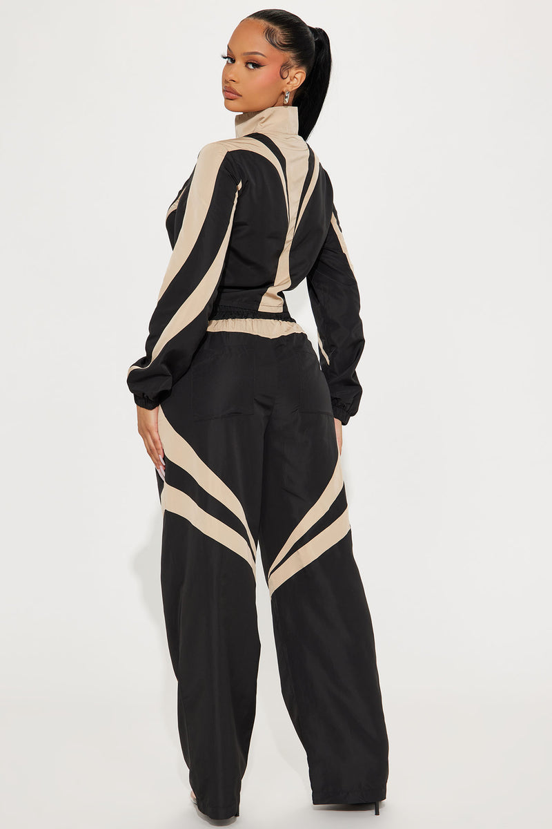 Watch Me Windbreaker Pant Set - Black/combo | Fashion Nova, Matching ...