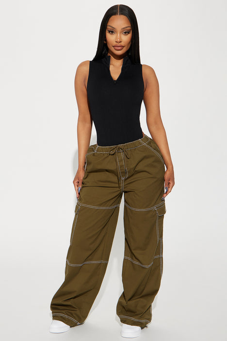 Harlow Cargo Parachute Pant - Olive, Fashion Nova, Pants