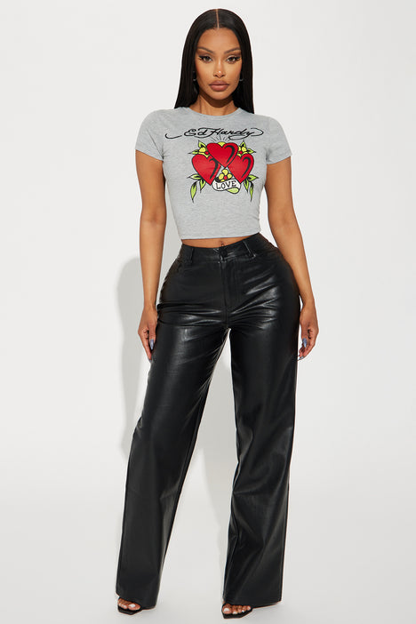 Cropped faux leather trousers | Lindex Estonia