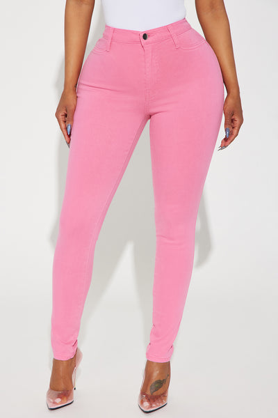 Classic Color High Waist Skinny Jeans - Orange