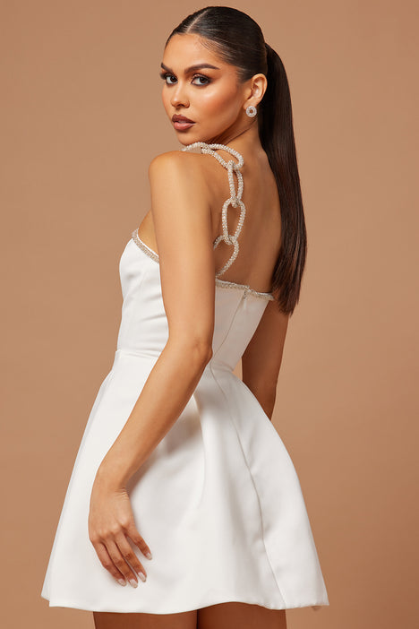 White Scalloped Sleeveless Fit & Flare Mini Dress – Posh Society Boutique