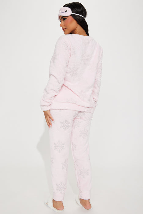 Keeping Warm Plush PJ Pant Set - Pink/combo