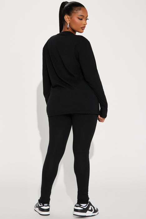 Tell Me About It Long Sleeve Legging Set - Black/combo, Fashion Nova,  Matching Sets