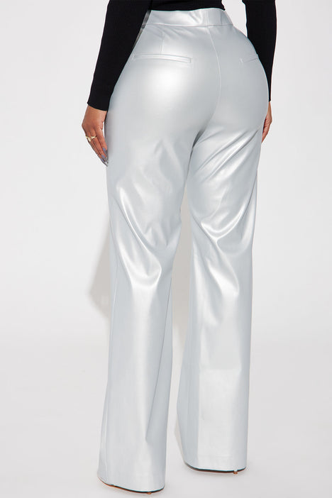 Around Town Faux Leather Trouser - Silver | Fashion Nova, Pants | Fashion  Nova